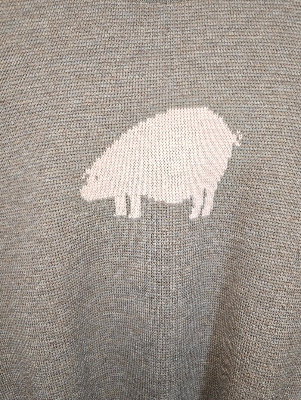 Vintage J.G. Hook 100% Wool Pig Sweater Intarsia Farmhouse Cottagecore Tan Pink - Picture 3 of 8